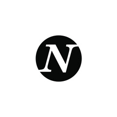 N letter logo. N letter on a black circle. N monogram.