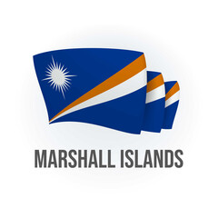 Marshall Islands vector flag. Bended flag of Marshall Islands, realistic vector illustration