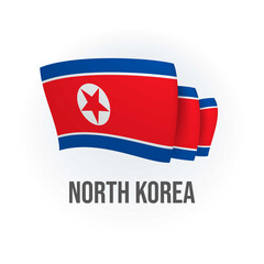 North Korea vector flag. Bended flag of North Korea, realistic vector illustration