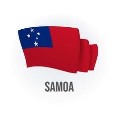 Samoa vector flag. Bended flag of Samoa, realistic vector illustration