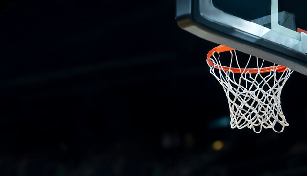 Basketball hoop isolated on black background. Professional sport concept