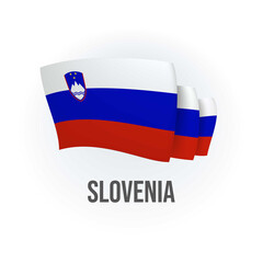 Slovenia vector flag. Bended flag of Slovenia, realistic vector illustration