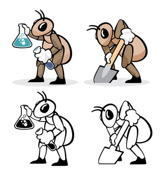 Vector illustration about profession chemist and digger