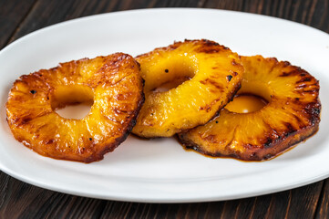 Slices of roasted pineapple