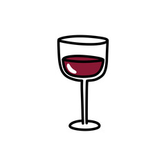 glass of red wine doodle icon, vector color line illustration
