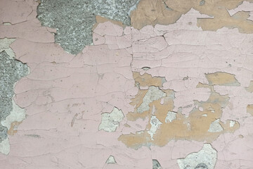 Soft selective focus. Old peeling paint on a concrete wall. Abstract background for project and design.