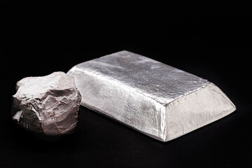 tin ingot with tin ore, metal used to produce various metal alloys, anti corrosive
