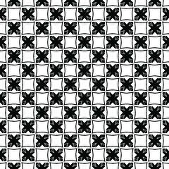 Black and white pattern texture. Bw ornamental graphic design. Mosaic ornaments. Pattern template. Vector illustration.