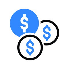 Cash, dollar, finance, money icon (Black and blue Vector illustration)