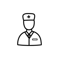doctor doodle icon, vector color line illustration