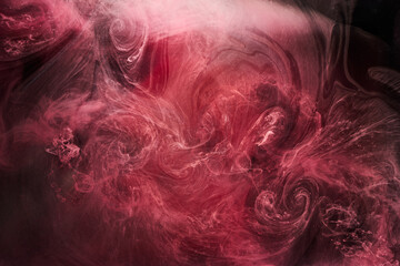 Abstract red ocean background, ruby paints in water, vibrant bright smoke scarlet wallpaper
