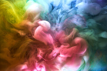 Multicolored bright smoke abstract background colorful fog vibrant colors wallpaper swirl mix paint underwater