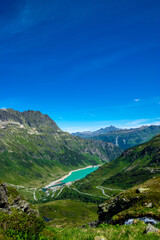 Fototapeta na wymiar Alpin scenery and View of the Vermunt reservoir (Vorarlberg, Austria)