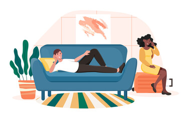 Life of young couple with quarrel.