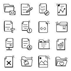 Set of File Folders in Doodle Icons


