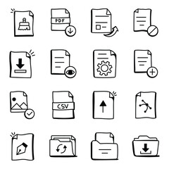 Set of Folders and Binders in Doodle Icons

