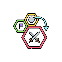 Real-time strategy game olor line icon. Computer games genres. Pictogram for web page, mobile app, promo.