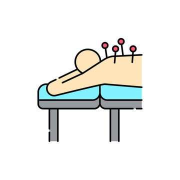 recommend clip art: Acupuncture olor line icon. Pictogram for web page, mobile app, promo.