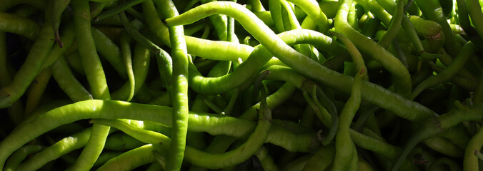 close-up of organic green peppers background