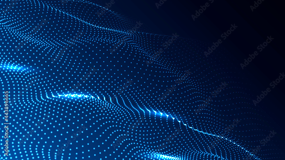 Fototapete Abstract digital wave of particles. Futuristic point wave. Technology background vector. Vector illustration