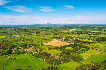 Fototapeta na wymiar Aerial view of summer sunny Downpatrick countryside ,Northern Irela