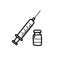 vaccine doodle icon, vector color line illustration