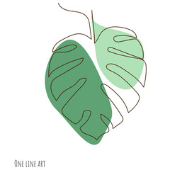 one line art monstera leaf © Inna