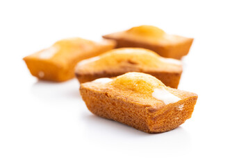 Mini sponge cakes. Sweet vanilla dessert.