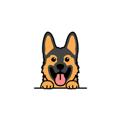 Cute german shepherd puppy smiling cartoon, vector illustration