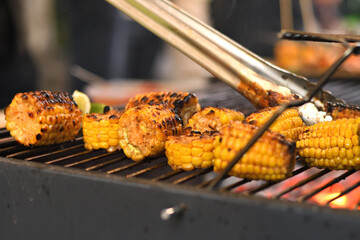 pieces of corn on the grill