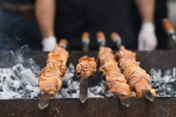 shish kebab on the grill