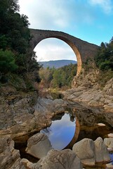 Fototapeta na wymiar Roman style bridge in Catalonia, Spain