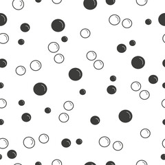 Bubbles seamless pattern, silhouette and outline on white background