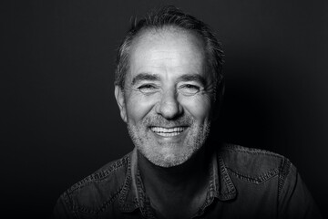 Beautiful mature man in black and white
