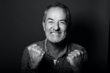 Beautiful mature man in black and white