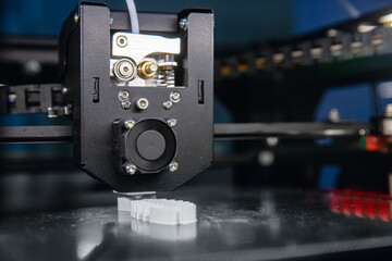 Closeup 3D Printer mechanism working element design of device during processes