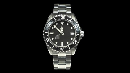 Looping Time Lapse Of A Luxury Sports Watch As The Hour And Minute Hands Spin