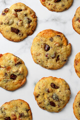 Chocolate chips cookies with almonds