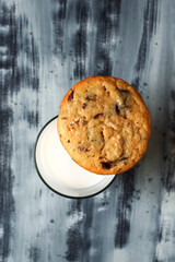 Chocolate chips cookies with almonds