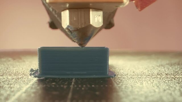 Close up of 3d printing at work. Macro 3d printer