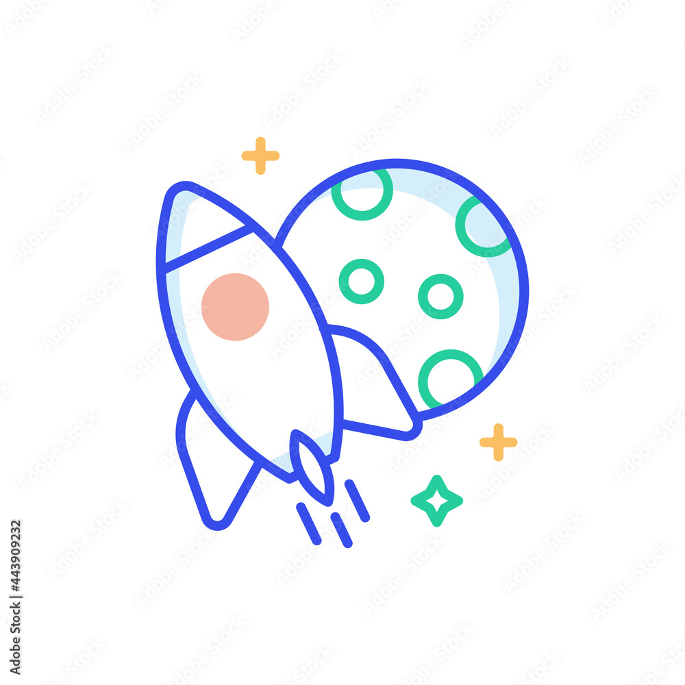 Poster rocket vector outline style icon. eps 10 file