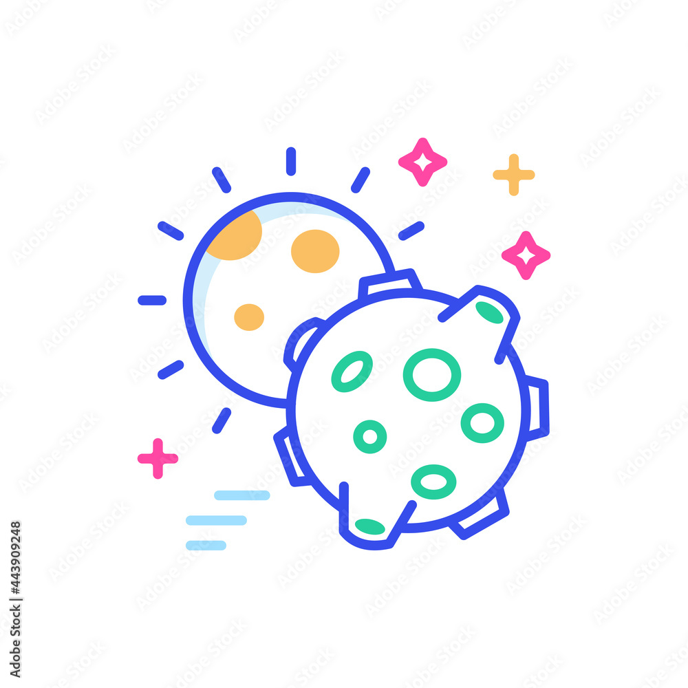 Poster moon eclipse vector outline style icon. eps 10 file