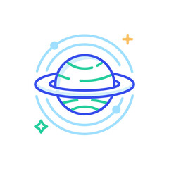Fototapeta premium Saturn Ring Vector Outline Style Icon. EPS 10 FIle