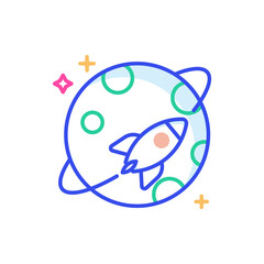 Orbit Vector Outline Style Icon. EPS 10 FIle