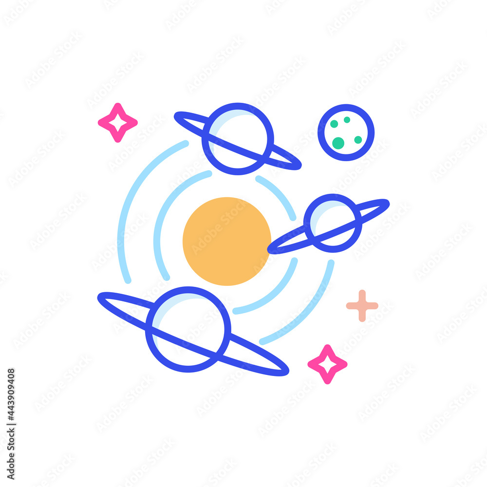 Poster cosmic vector outline style icon. eps 10 file