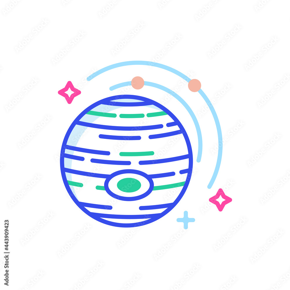 Poster jupiter vector outline style icon. eps 10 file