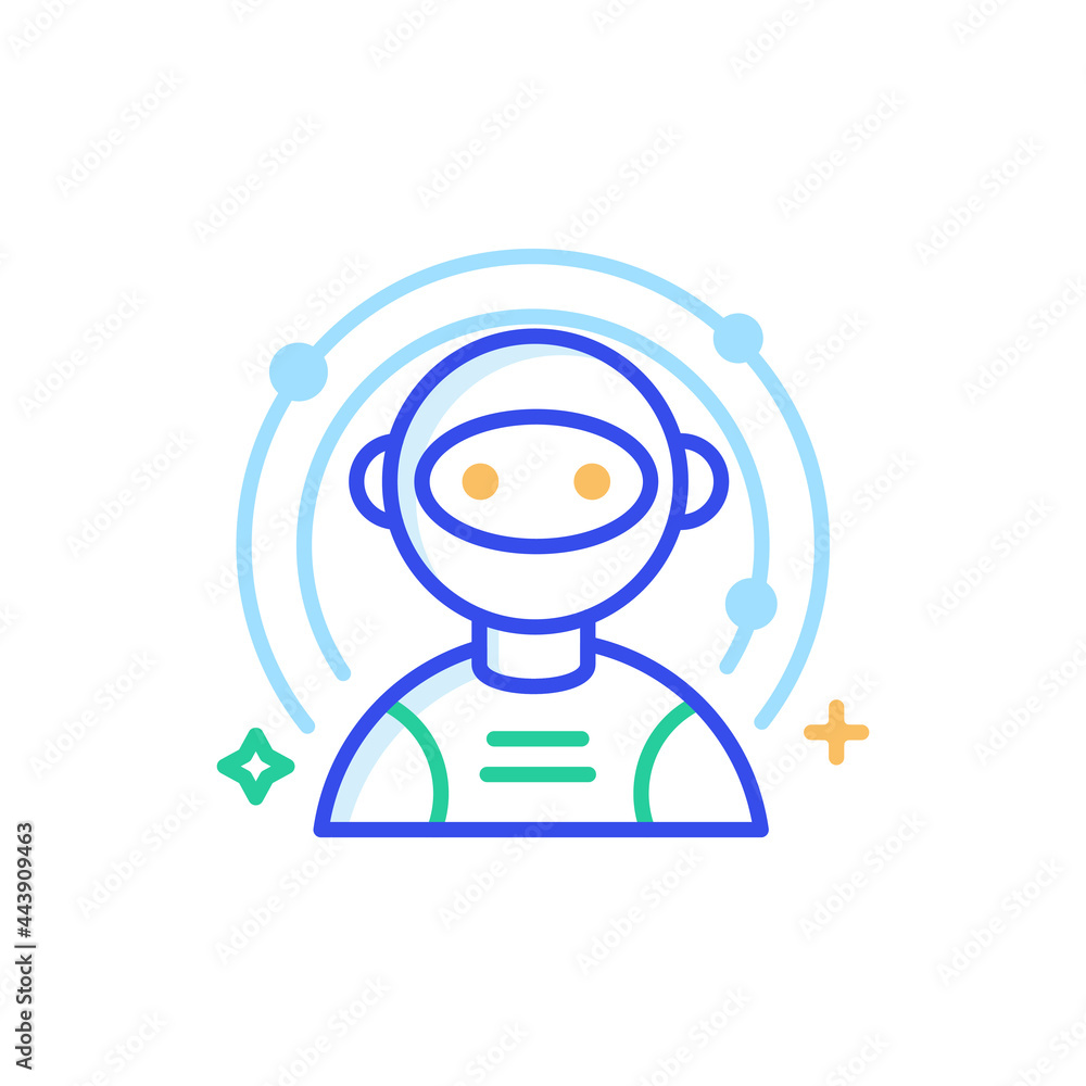 Poster astronaut vector outline style icon. eps 10 file
