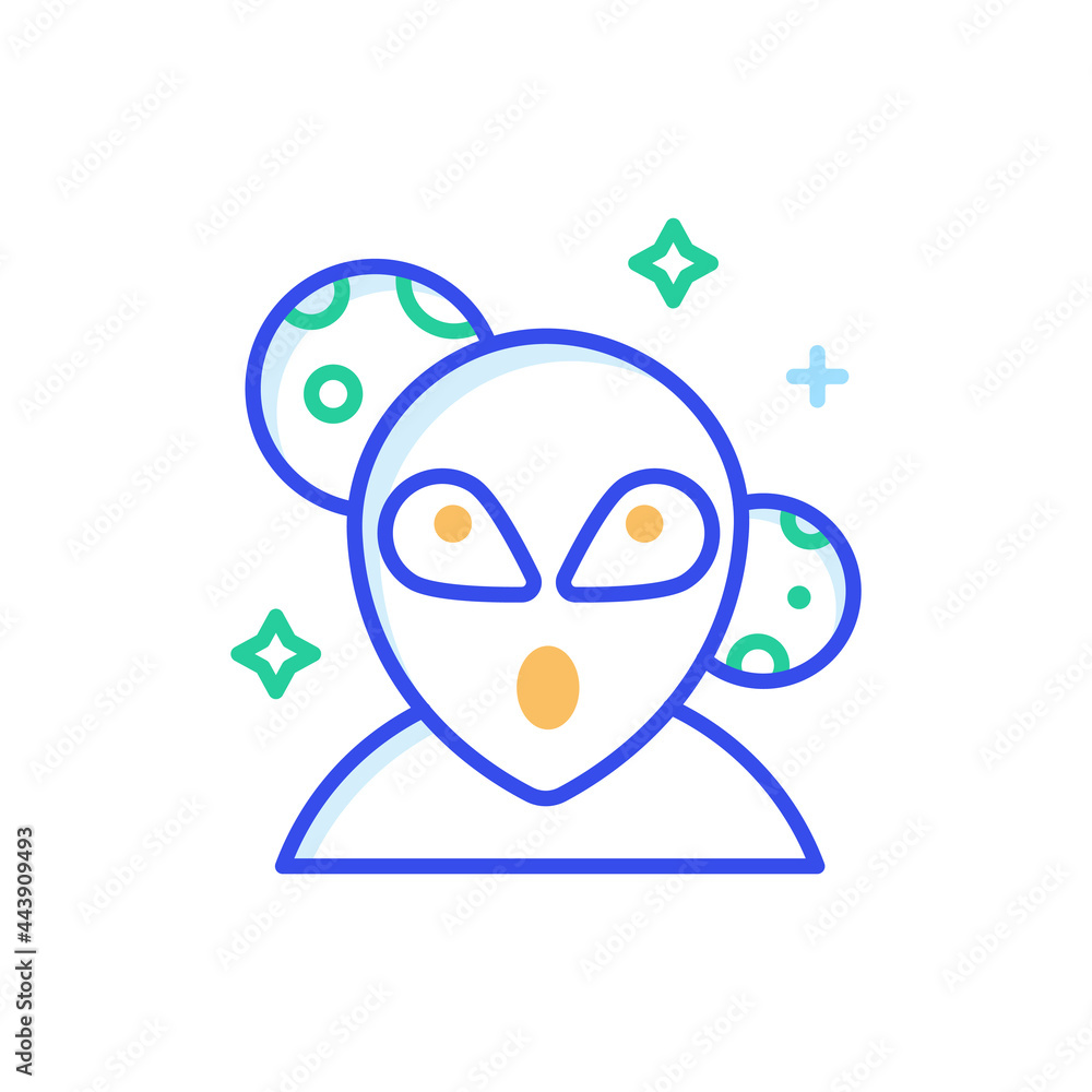 Poster alien vector outline style icon. eps 10 file