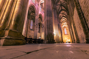 Batalha - June 22, 2021: Inside the Majestic Batalha Monastery, Portugal