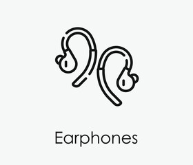 Earphones vector icon. Editable stroke. Symbol in Line Art Style for Design, Presentation, Website or Apps Elements, Logo. Pixel vector graphics - Vector